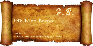 Hübler Barna névjegykártya